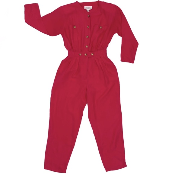 Saks Fifth Avenue Pants - Saks Fifth Avenue Women's Vintage Fuchsia Long Sleeve Jumpsuit Size M